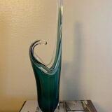 Shell crystal art sculpture vase by Paul Kedelv for Flygsfors, Scandinavian glass