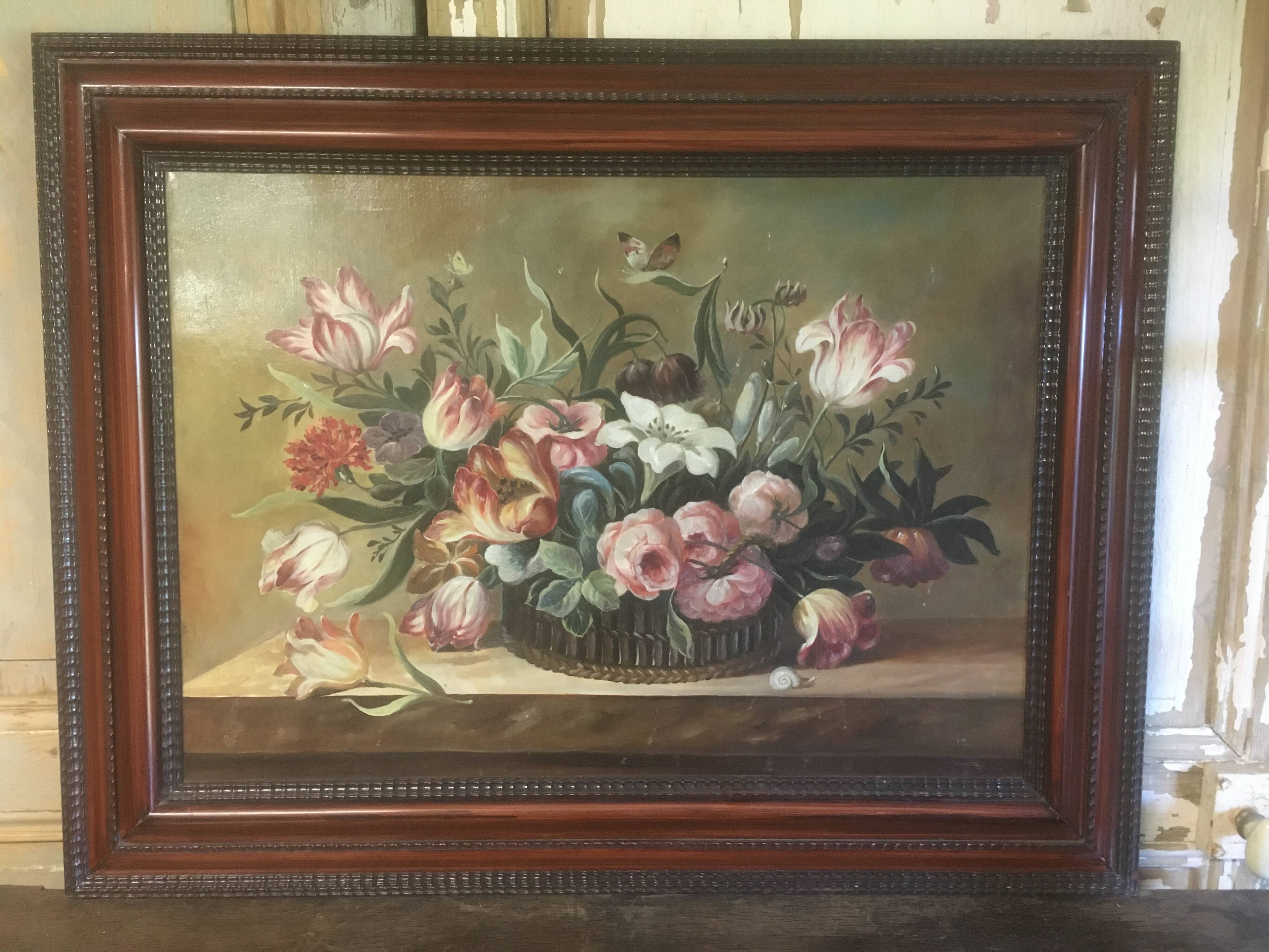 Flower bouquet composition on canvas 91x71.