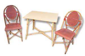 2 chaises et 1 table - rotin