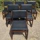 Set of 6 vintage teak chairs with black Skaï.