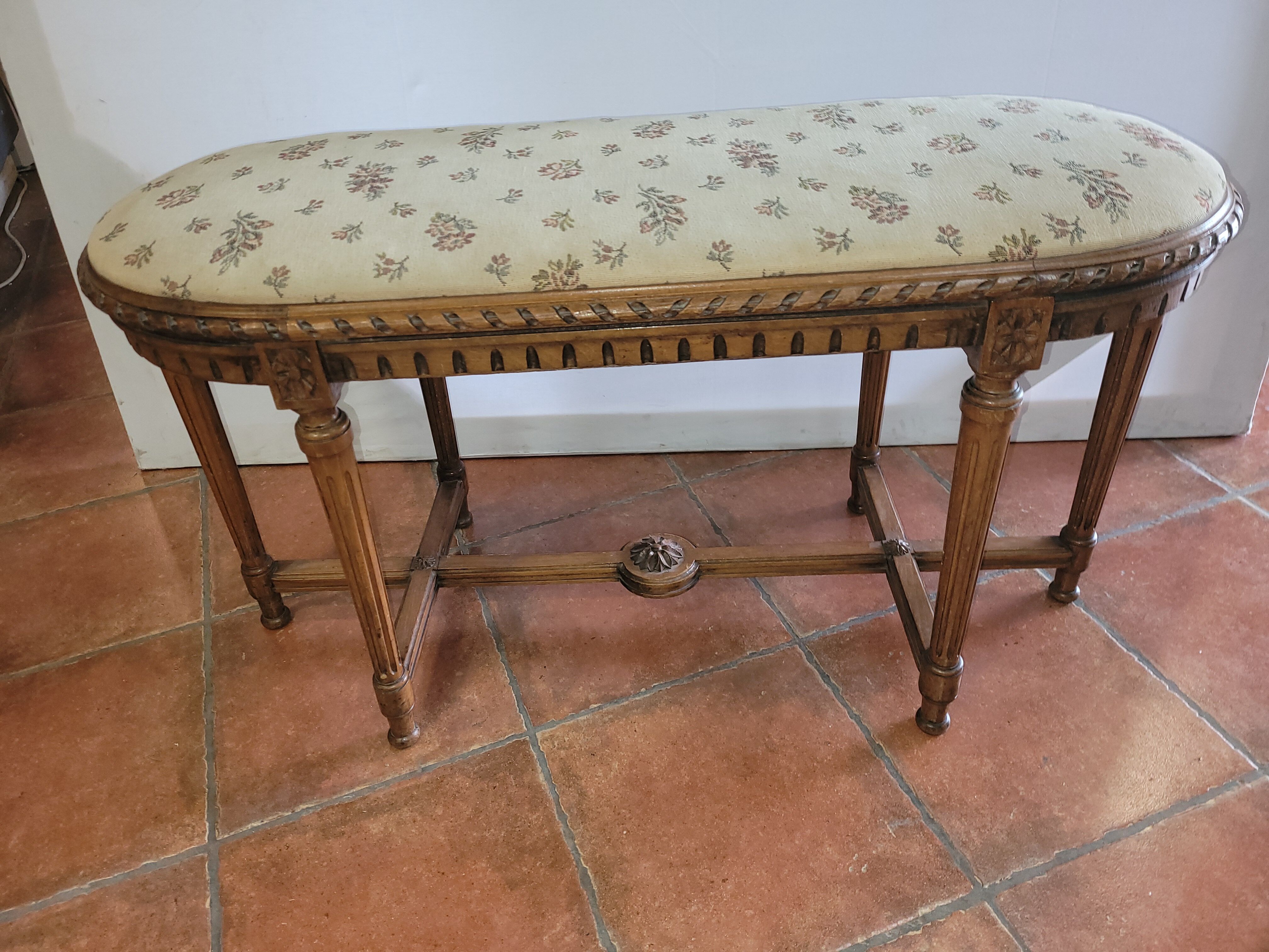 Antique walnut piano bench