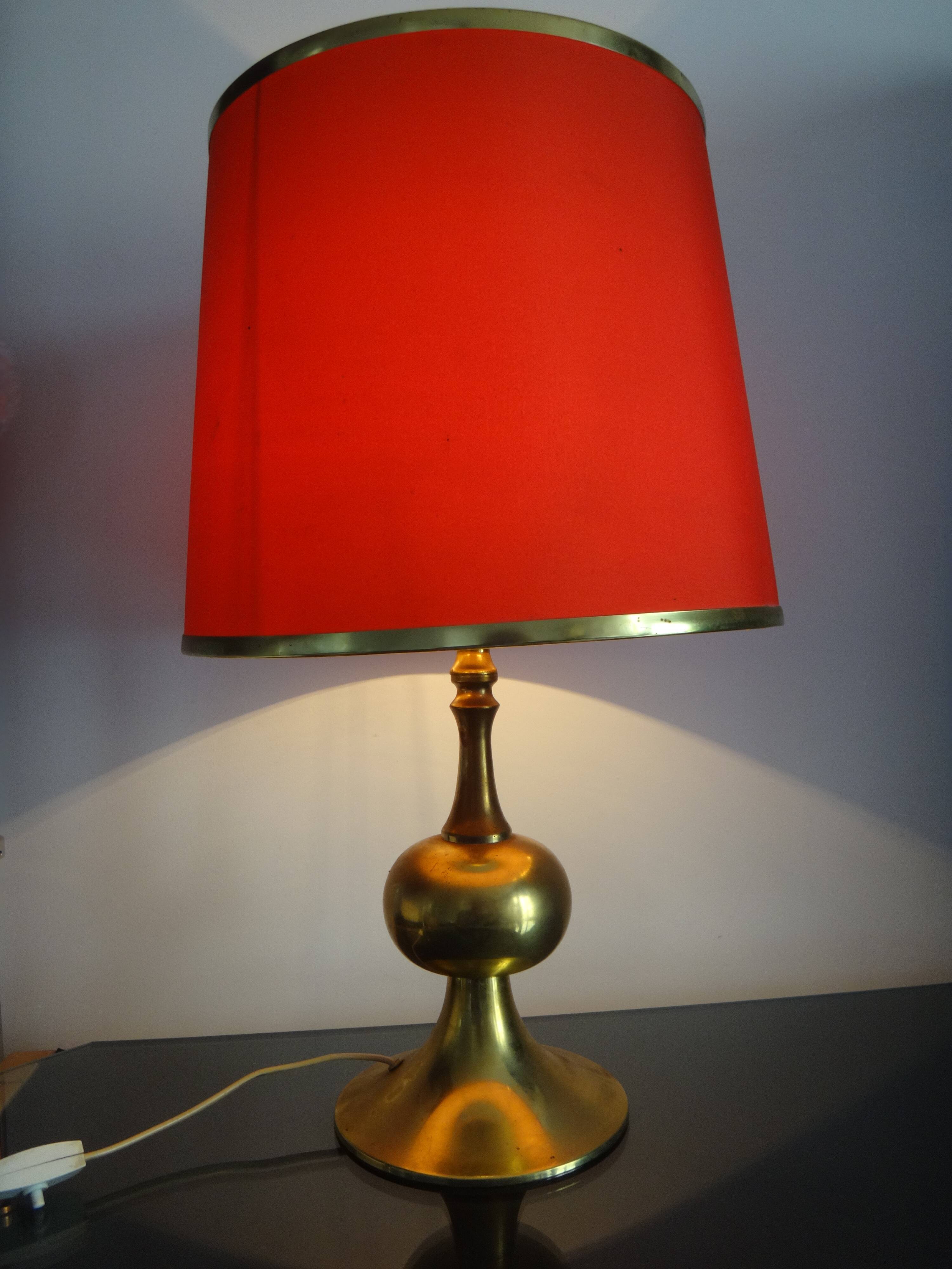 Gold table lamp design Barbier tulip 1970 designer