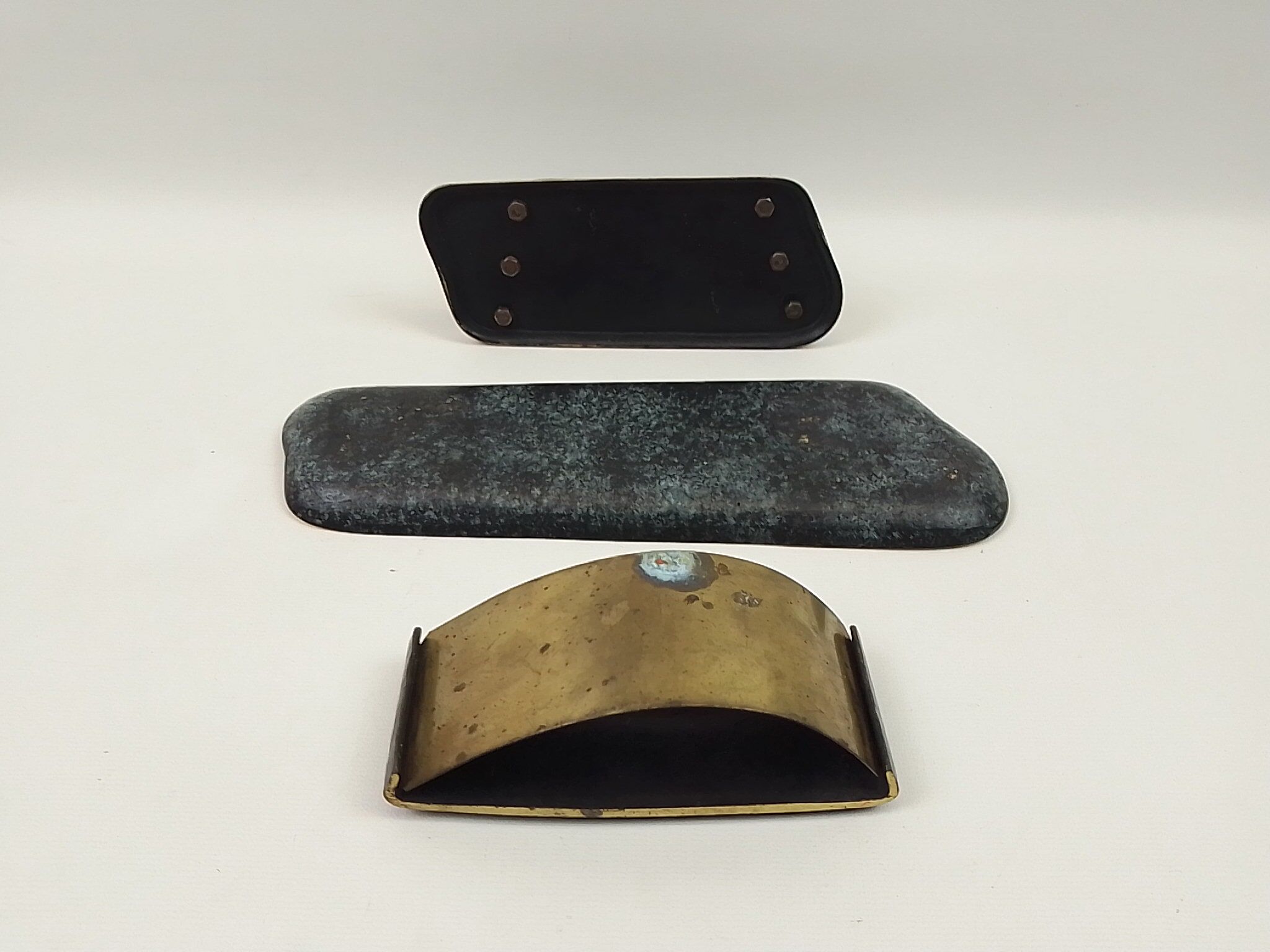 Old brass desk set, 3 pieces