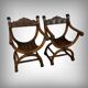 Pair of Dagobert walnut armchairs, medieval style – late 19th century