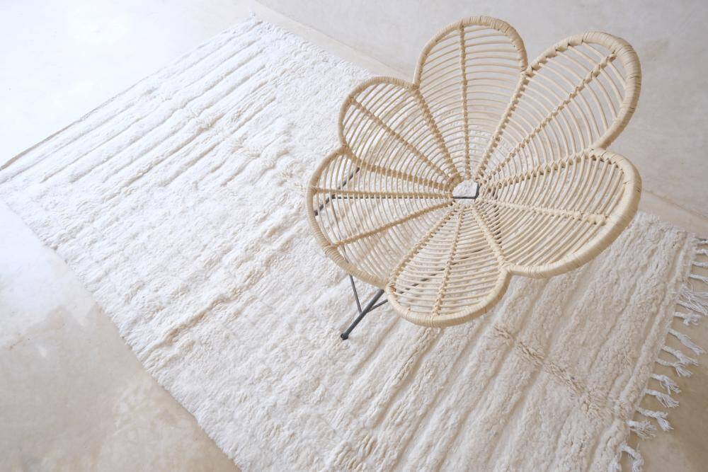 Tapis Blanc Beni Ouarain - 290 x 190 cm