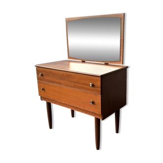 1960s Mid-Century vintage petite chest of drawers with mirror