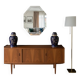 Modernist Octagonal Mirror – Art Glass & Wide Bevel – 1950s/60s