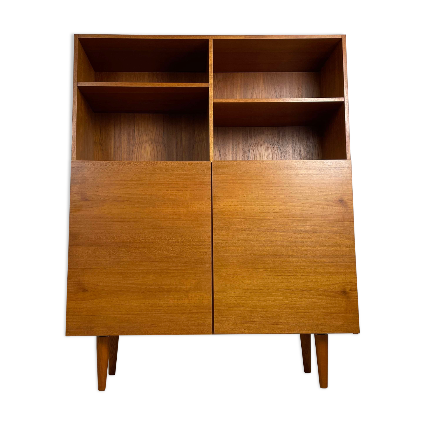 Large vintage Scandinavian teak bookcase, 60s