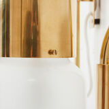 Pair of wall lamps Luigi Caccia Dominioni LP10 brass opaline 1965