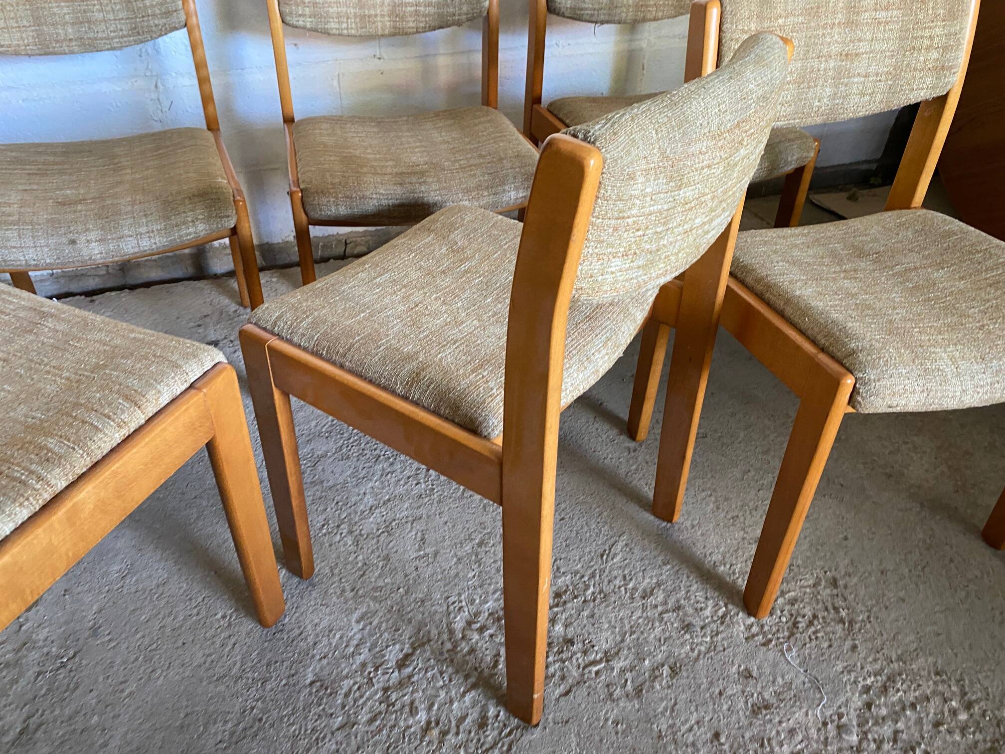 Set of 6 vintage Scandinavian chairs in wood and wool fabric an60