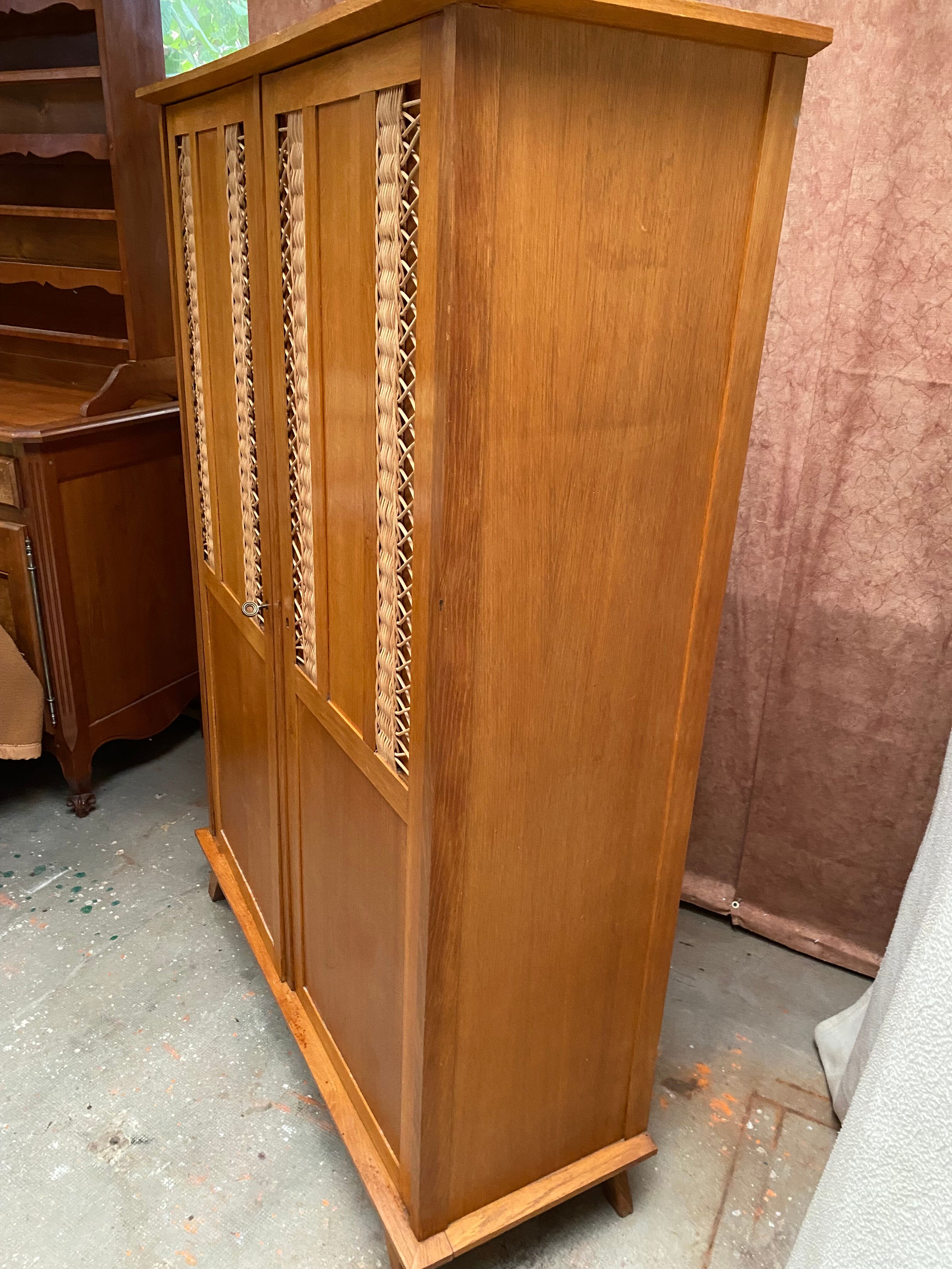 Wood and rattan cabinet