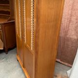 Armoire bois et rotin
