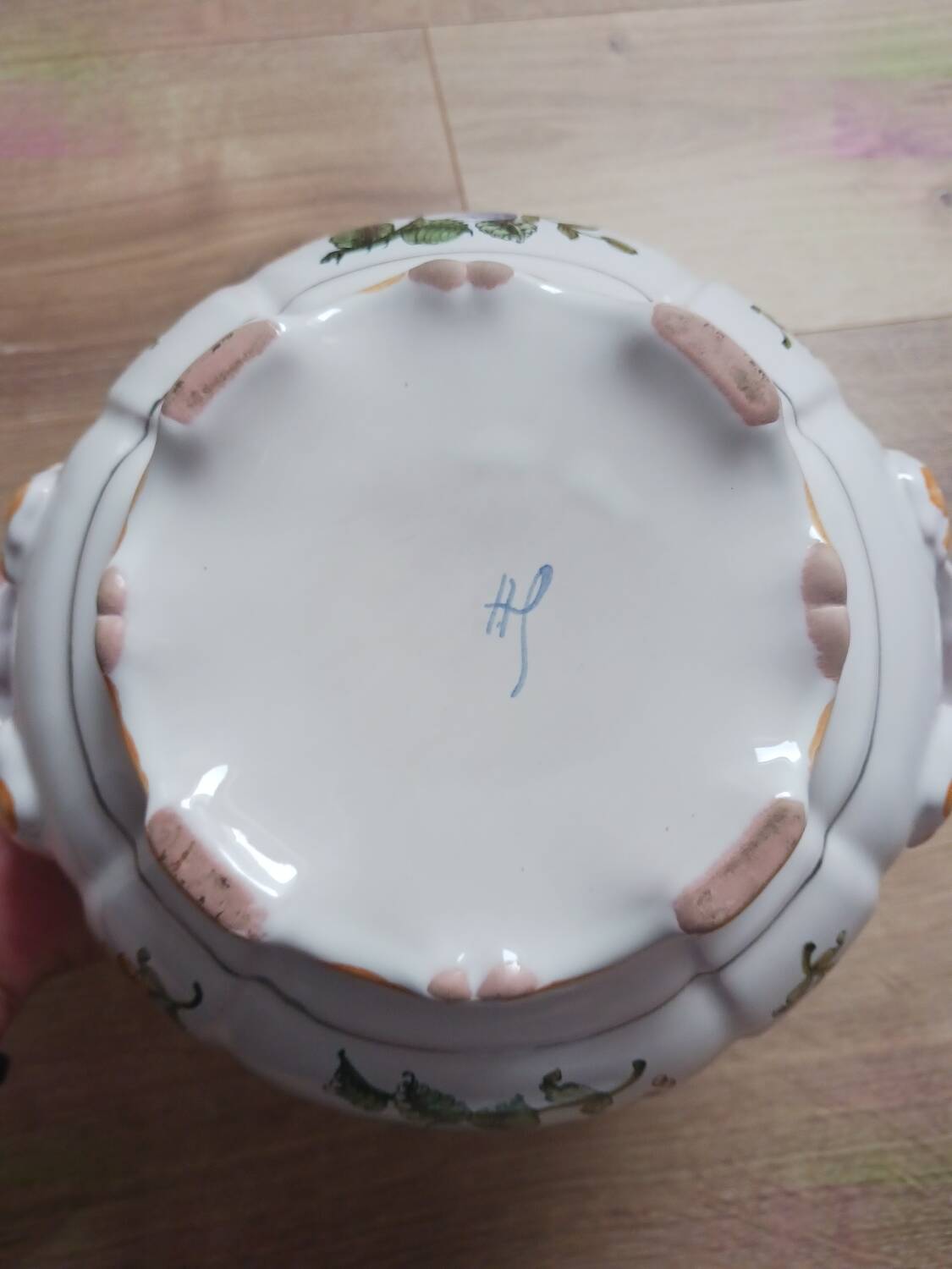 Hand-decorated ceramic soup tureen