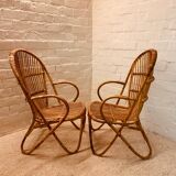 Paire fauteuil bambou
