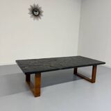 Thick slate coffee table, brutalist design from the 70s, Pia Manu style