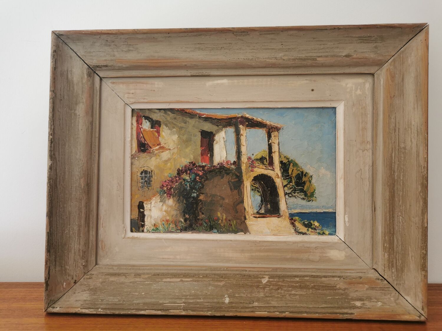 Huile sur toile, tableau encadré paysage du sud