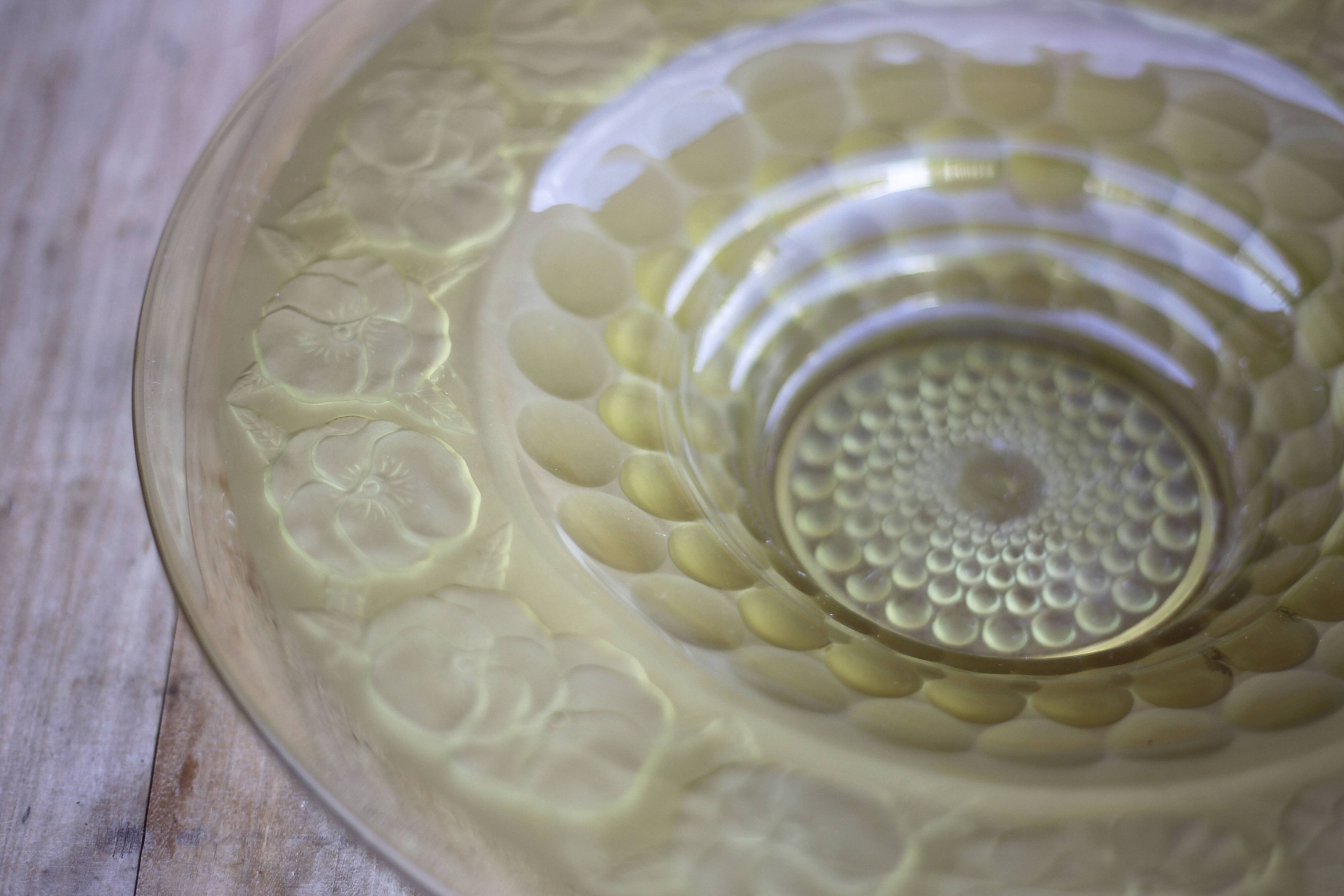 Art Deco molded glass bowl, fruit bowl, centerpiece