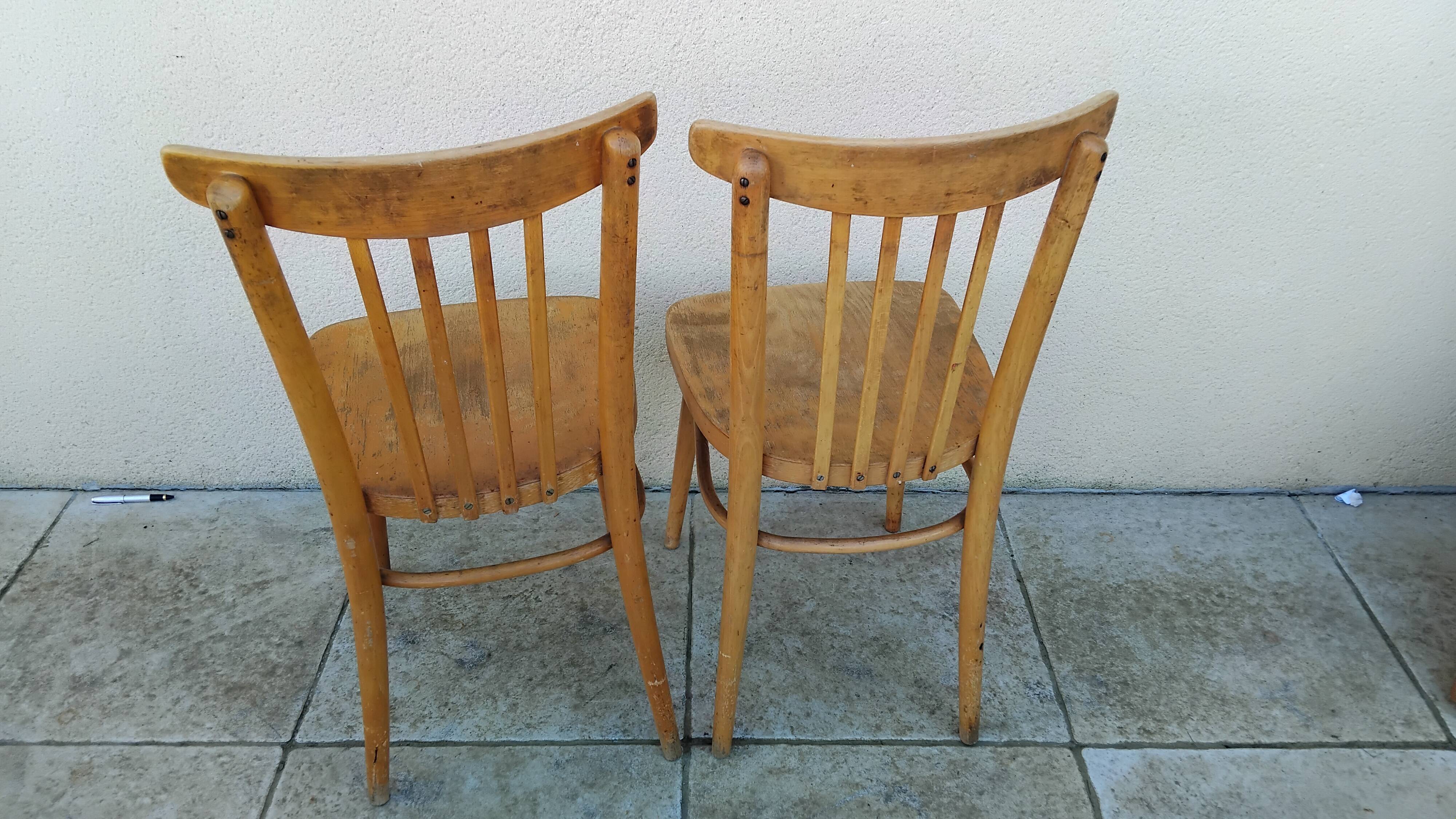 2 light bistro chairs thonet stamped czechoslovakia vintage