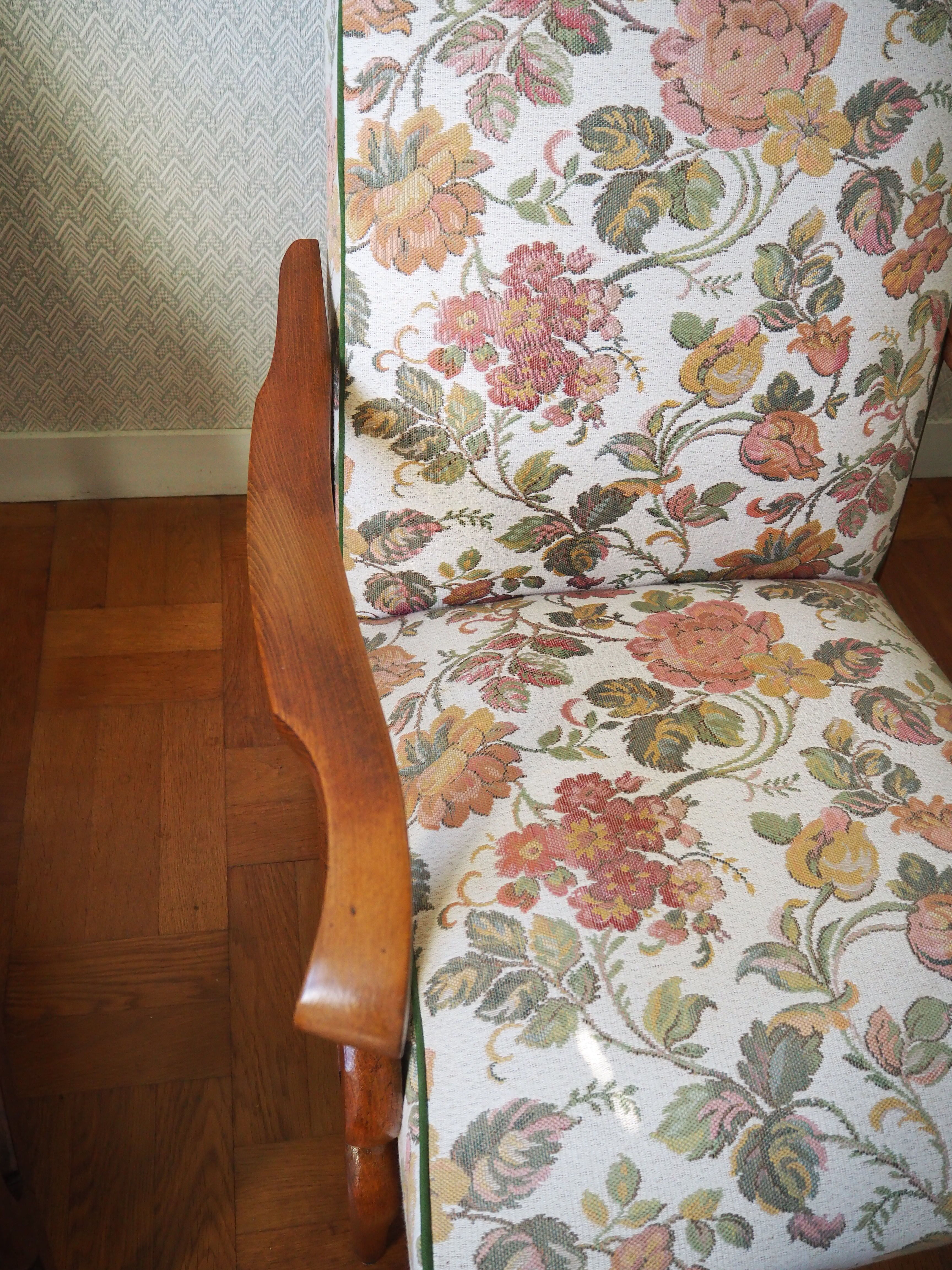 Four 1950s armchairs - wooden armrests