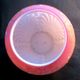 Art deco ball vase in pink opaline enamelled with flowers, 4 shells in relief