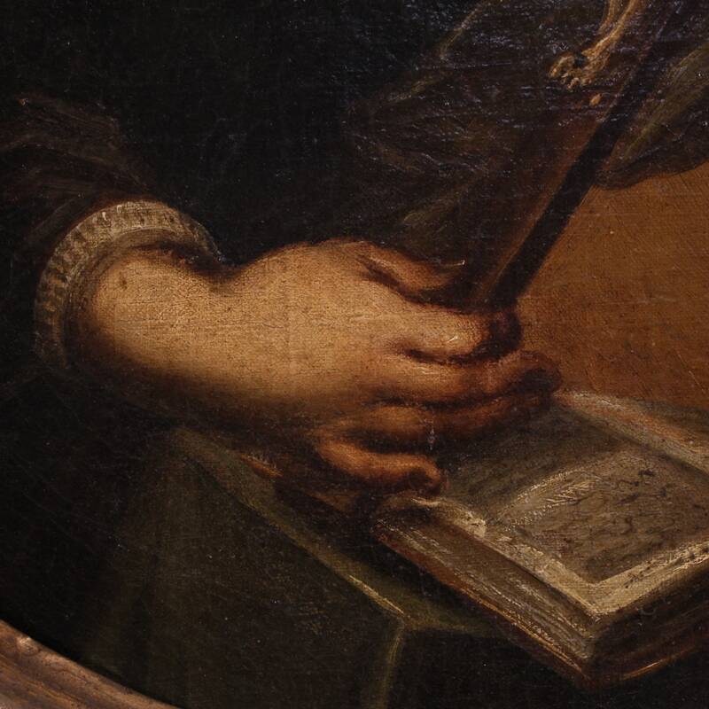 Antique oval painting of Saint Catherine of Genoa from the 17th century