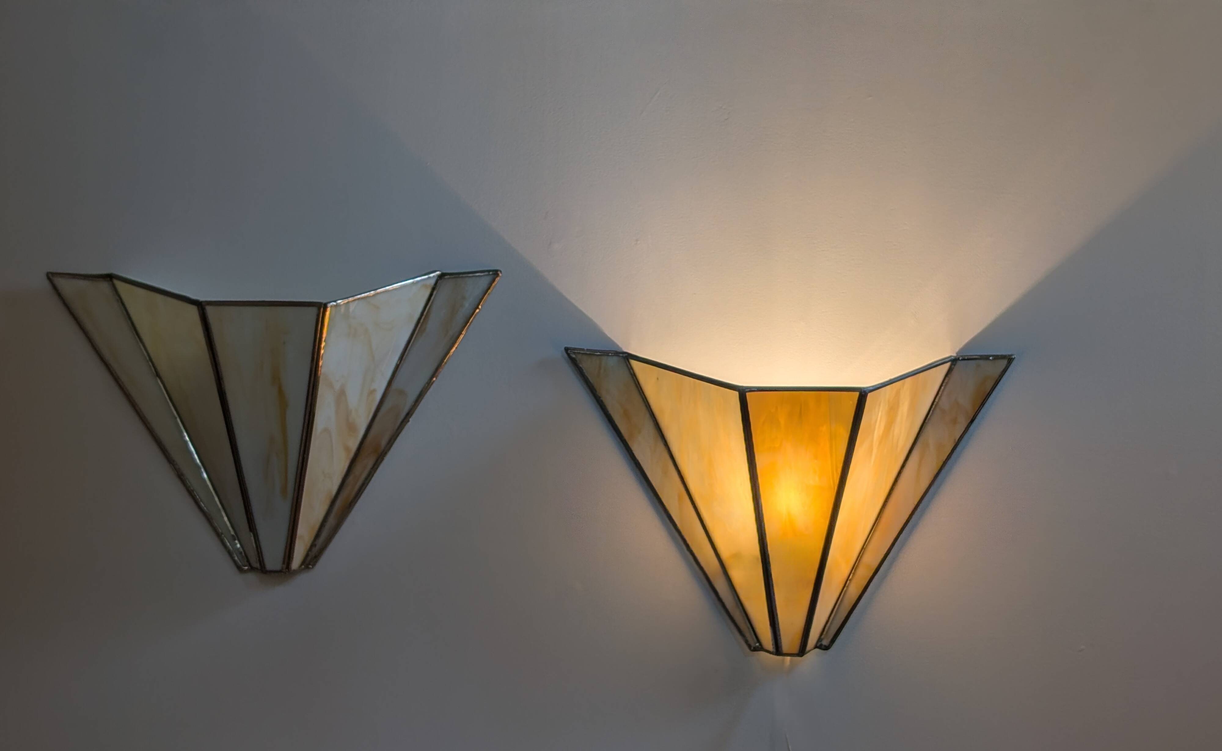 Pair of Art Deco glass paste wall lights