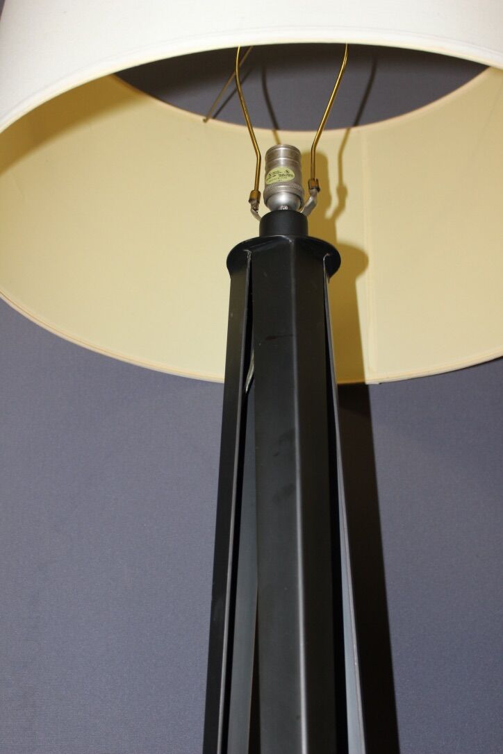 Floor lamp in black lacquered steel around 1980