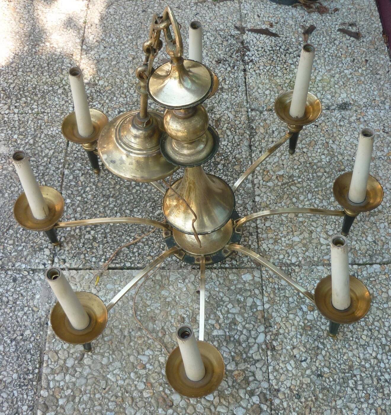 Empire chandelier in bronze and gilded brass