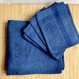 Tablecloth set + 6 antique napkins monogrammed JD