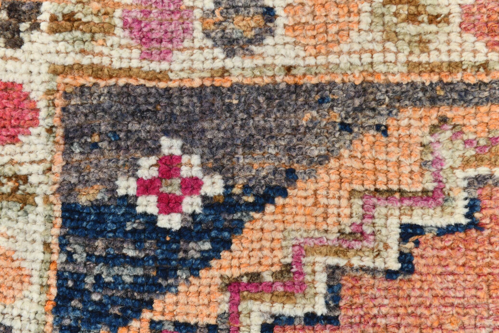 3x11 Turkish Navy Blue & Orange Vintage Runner Rug, 101x339Cm