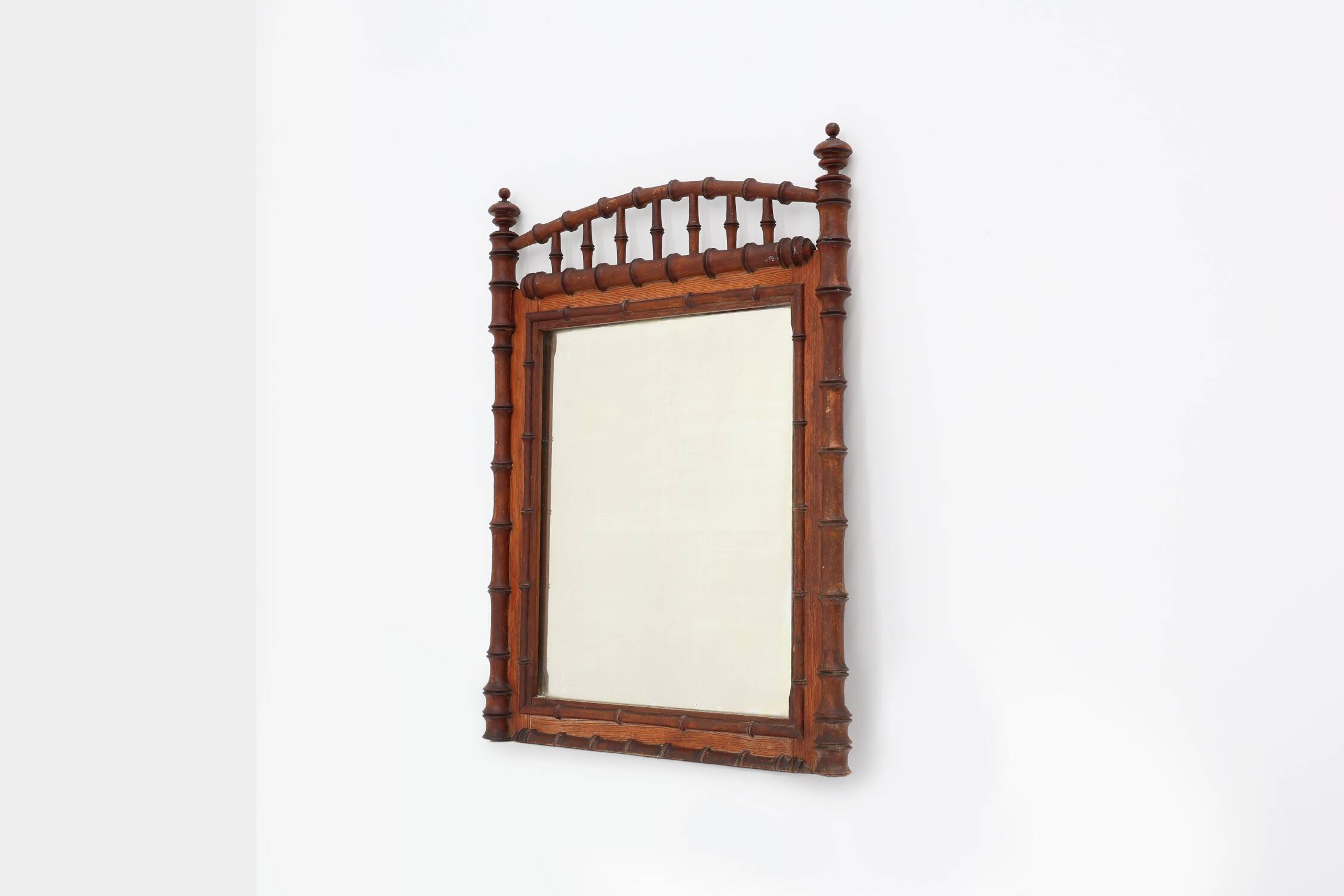 Antique 19th century faux bamboo mirror in wood, France