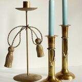 Vintage Knot Candle Holders Brass Metal