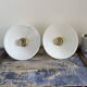 Pair of vintage white opaline wall lamps electrified to nine