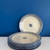 Set of 6 signed stoneware plates | Vintage handcrafted tableware | Plate