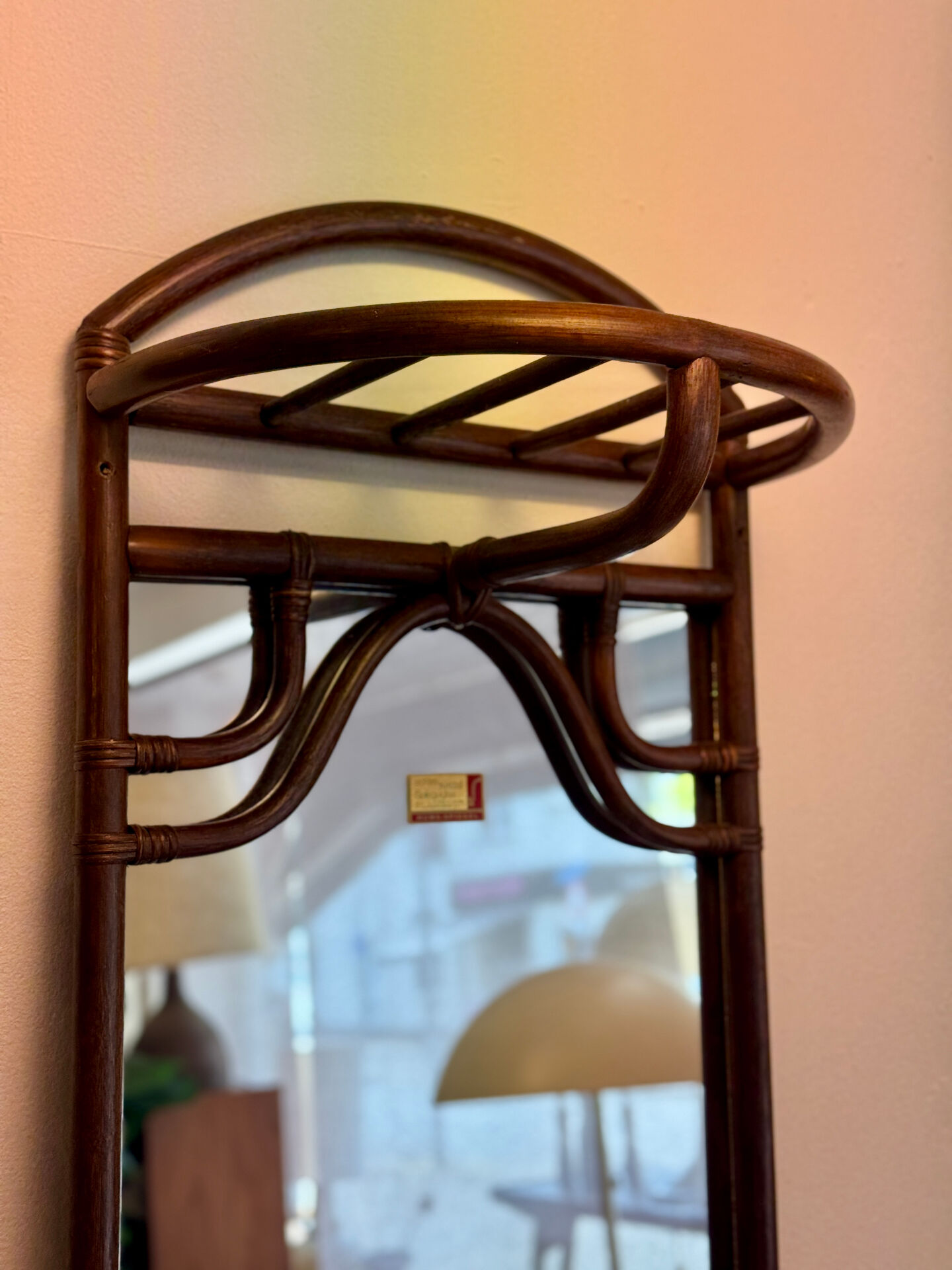 Vintage bamboe kapstok garderobe set 1970