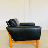 VINTAGE MID-CENTURY POUL M. VOLTHER  LEATHER AND OAK LOUNGE CHAIR 1960,s