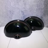 Wall lamp in the shape of an enamelled ceramic basin, set of 2