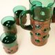 Vintage brutalist drinks set of green glass and patinated copper