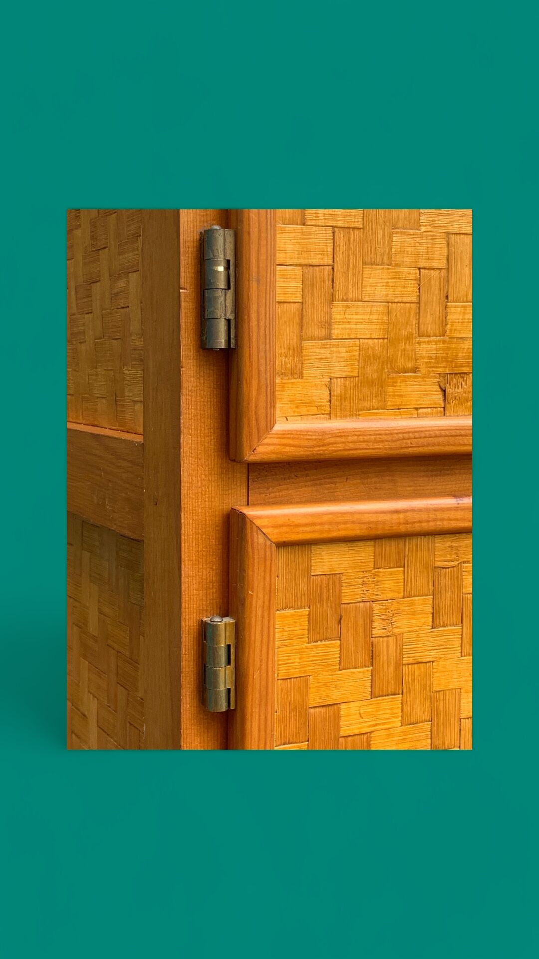Bamboo cabinet woven and modular pine vintage 1960