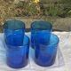 4 verres à whisky en verre souffle bleu cobalt
