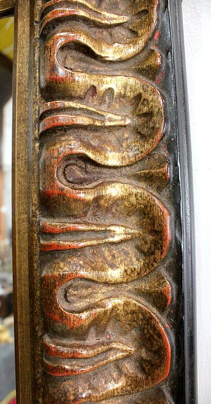 Gold-tinted wooden and stucco rectangular mirror - 1920