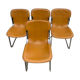 Lot 4 Italian chairs, Cidue camel leather and chrome 1970