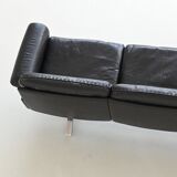 De Sede model DS-31 three-seat sofa black leather Switzerland 1970