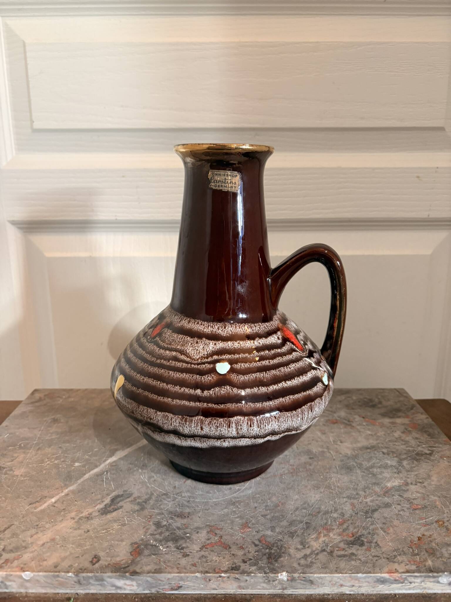 Vintage Glazed Ceramic Pot Vase Carstens Germany 1970