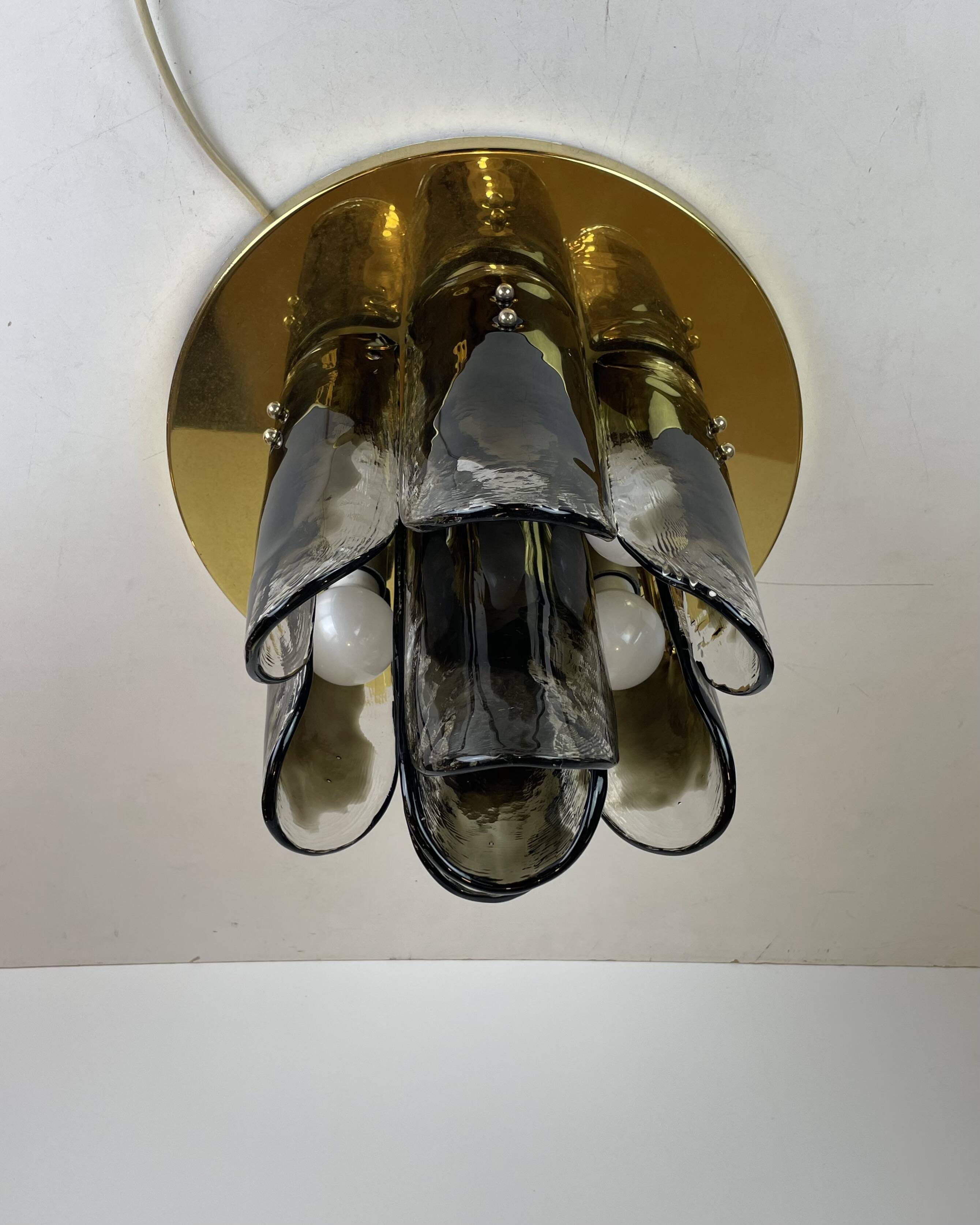 Murano & Brass Ceiling Lamp by J.T. Kalmar, Austria, 1960s
