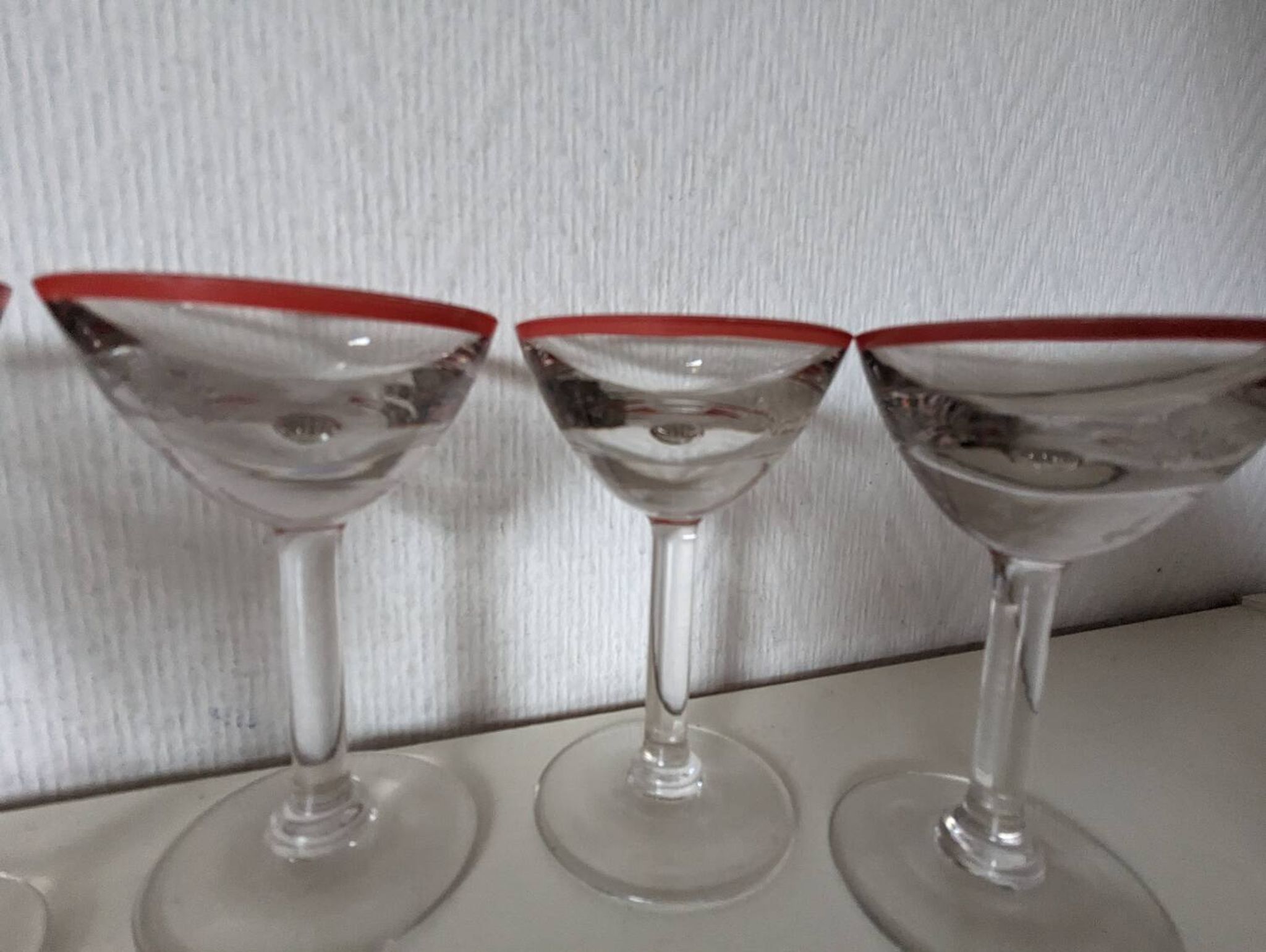Bistro glass, thick bottom with red rim, 1950s
