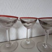 Bistro glass, thick bottom with red rim, 1950s