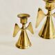 Duo of brass angel candle holders