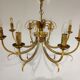 Brass and chrome pineapple chandelier, 1970s