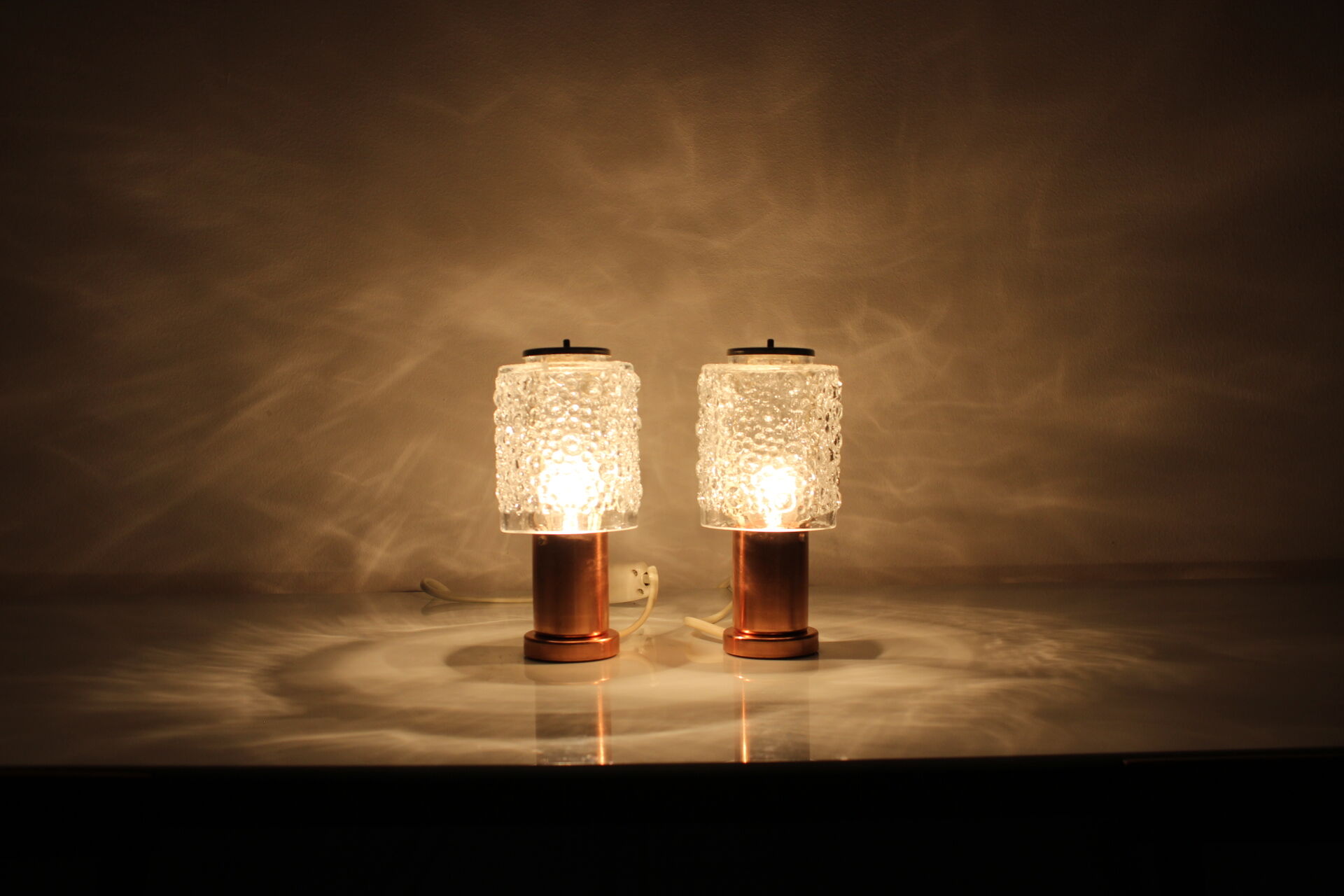 1970s Pair of Copper Table Lamps by Kamenický Šenov, Czechoslovakia